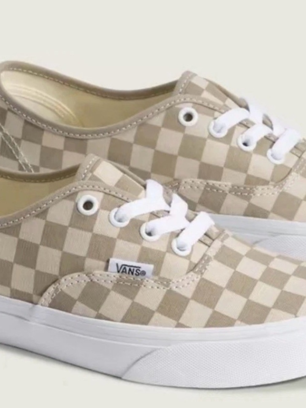 Vans Checkerboard Authentic Sneakers - Beige & Ivory- W8.5/M7 BRAND NEW IN BOX